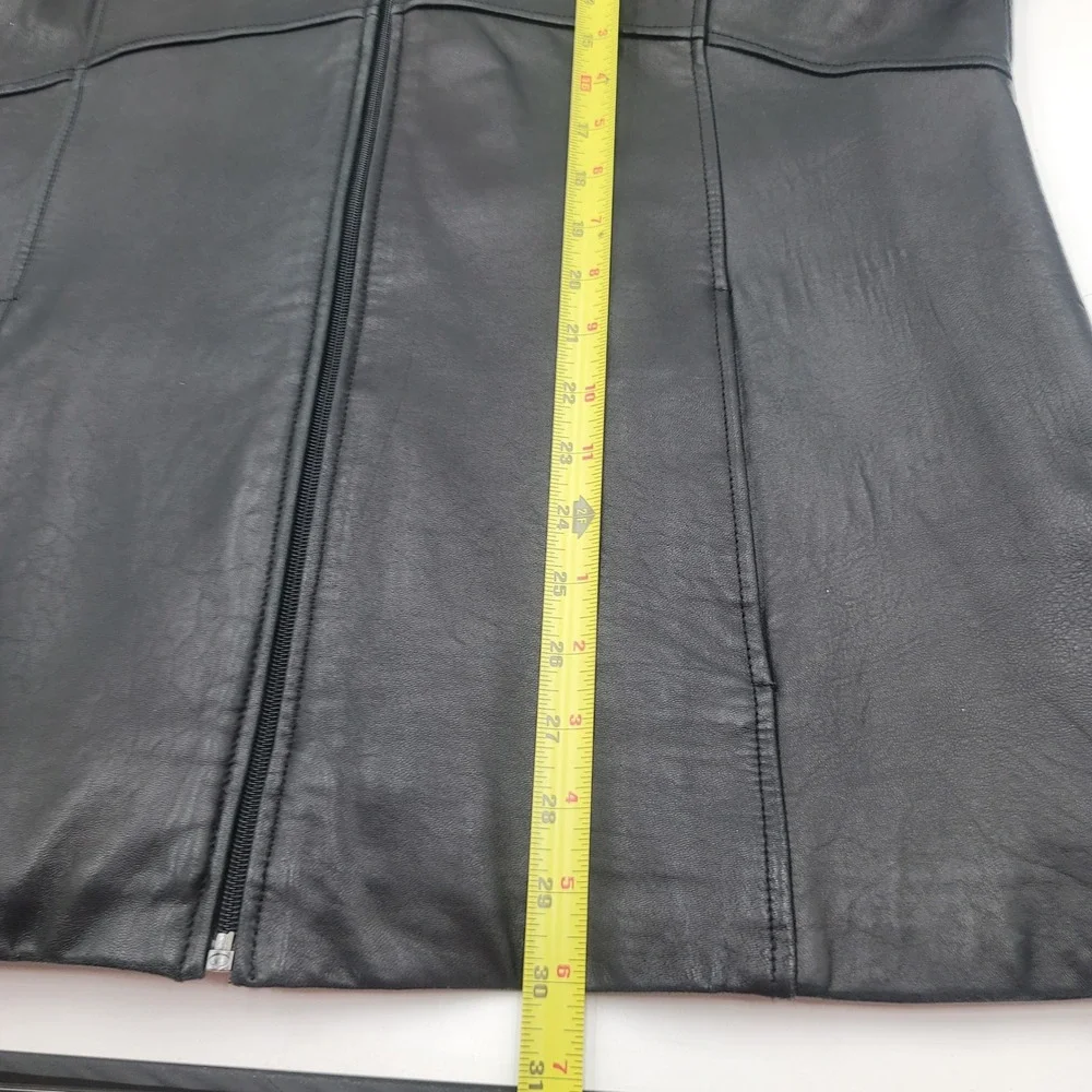 Kenneth Cole Reaction Mens Black Leather Full Zip Jacket XL Point Collar Lined